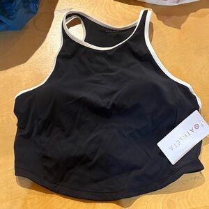 Athleta Black and White Crop Bikini Top